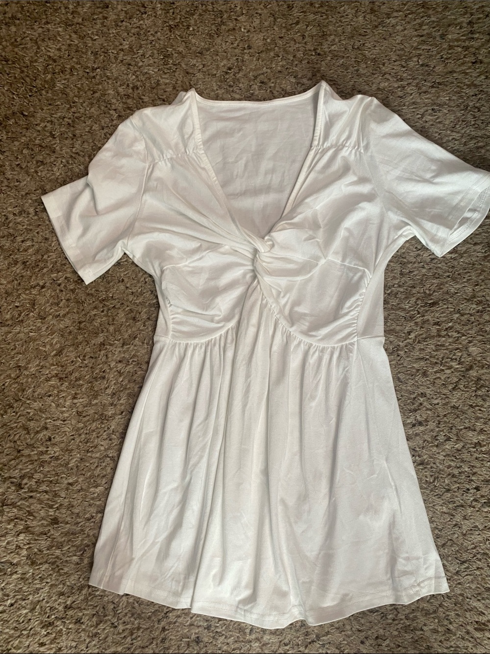White Twist-Front Short Sleeve Blouse NWOT